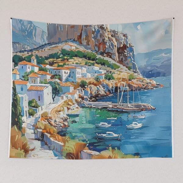 Item preview, Azure Retreat: Acropolis of Lindos View designed and sold by smartart42.