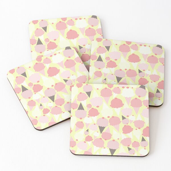 Item preview, Yellow and Pink Ice Cream Cones, Abstract, pink, beige, yellow and chocolate designed and sold by FourAcreFarm.