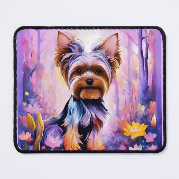 Item preview, Fantastically beautiful Yorkshire Terrier dog in a magical mysterious forest with colorful flowers. designed and sold by Natalia-Vlad.