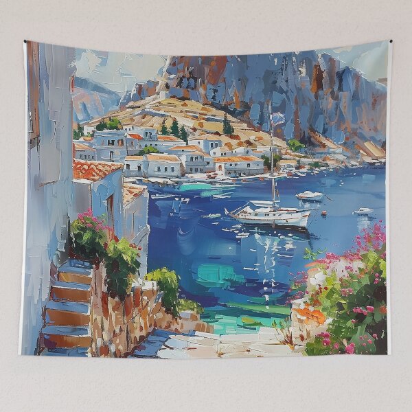 Item preview, Grecian Cove: Lindos Town and Harbor designed and sold by smartart42.