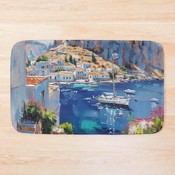 Item preview, Grecian Cove: Lindos Town and Harbor designed and sold by smartart42.
