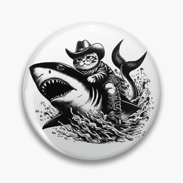 Item preview, Meowdy Texas Cowboy Rodeo Cat Ride On Shark designed and sold by TomFrontierArt.