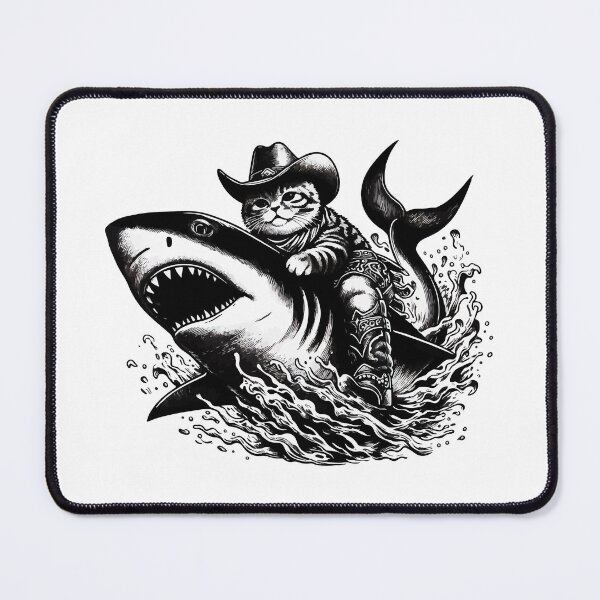 Item preview, Meowdy Texas Cowboy Rodeo Cat Ride On Shark designed and sold by TomFrontierArt.
