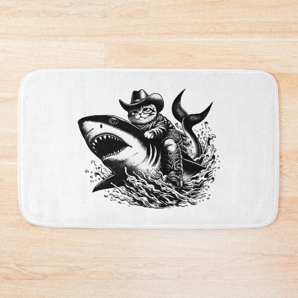 Item preview, Meowdy Texas Cowboy Rodeo Cat Ride On Shark designed and sold by TomFrontierArt.