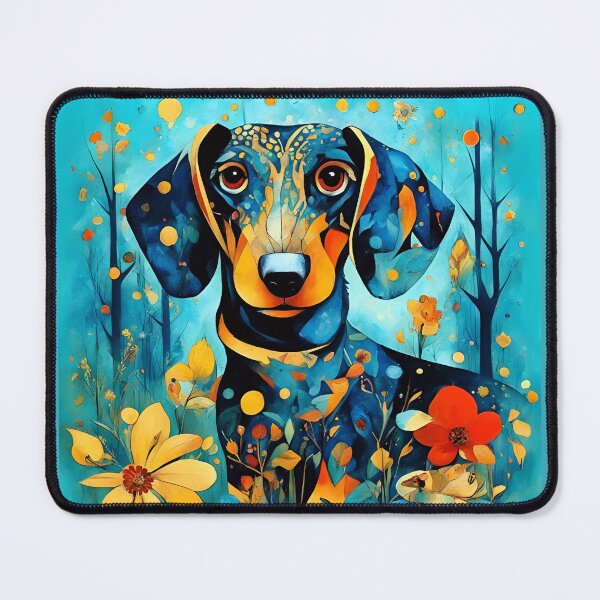 Item preview, Beautiful dachshund dog in a magical mysterious forest with colorful flowers. designed and sold by Natalia-Vlad.