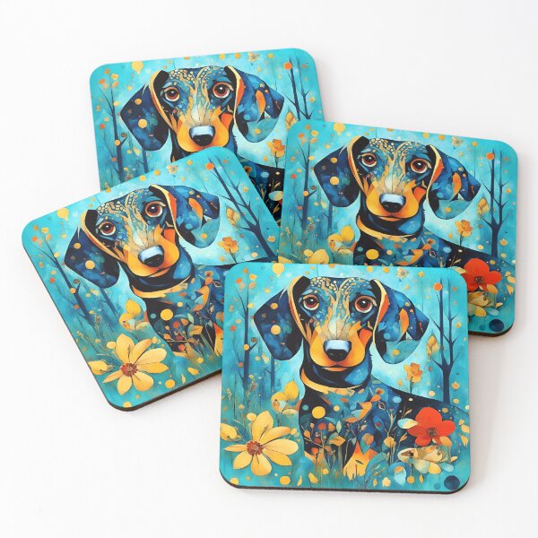 Item preview, Beautiful dachshund dog in a magical mysterious forest with colorful flowers. designed and sold by Natalia-Vlad.