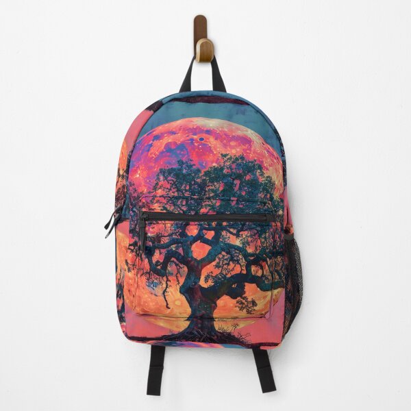 Item preview, Oak tree silhouette with neon moon designed and sold by dcrc.