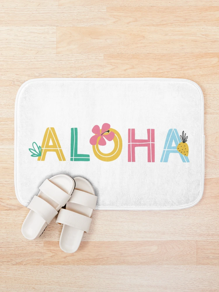 Thumbnail 1 of 6, Bath Mat, Aloha designed and sold by InfiniteSticker.