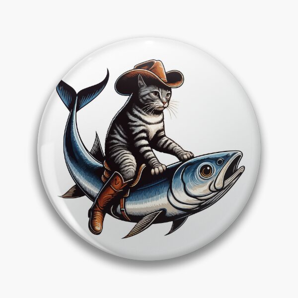 Item preview, Meowdy Texas Cowboy Rodeo Cat Ride On Sardine designed and sold by TomFrontierArt.