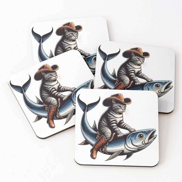 Item preview, Meowdy Texas Cowboy Rodeo Cat Ride On Sardine designed and sold by TomFrontierArt.
