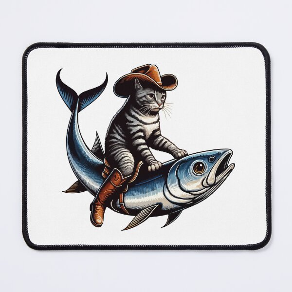 Item preview, Meowdy Texas Cowboy Rodeo Cat Ride On Sardine designed and sold by TomFrontierArt.