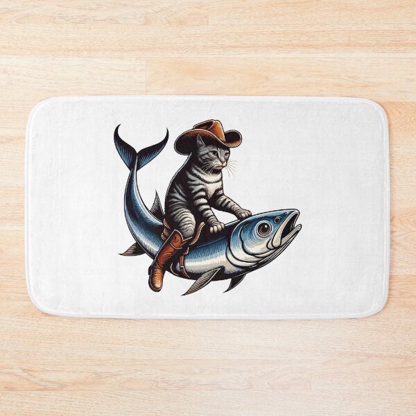Item preview, Meowdy Texas Cowboy Rodeo Cat Ride On Sardine designed and sold by TomFrontierArt.