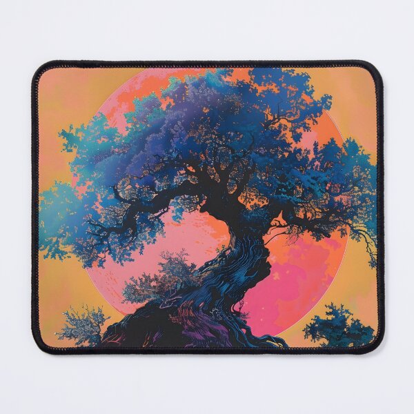 Item preview, Oak tree silhouette with neon moon designed and sold by dcrc.