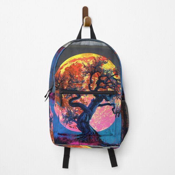 Item preview, oak tree silhouette with neon moon designed and sold by dcrc.