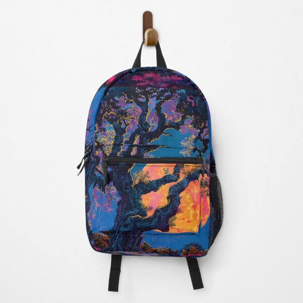 Item preview, oak tree silhouette with neon moon designed and sold by dcrc.