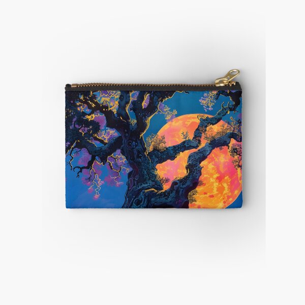 Item preview, oak tree silhouette with neon moon designed and sold by dcrc.
