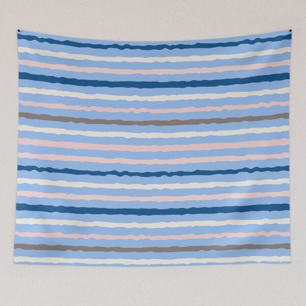 Item preview, Hand drawn Stripes, Blue, pink, brown, beige designed and sold by FourAcreFarm.