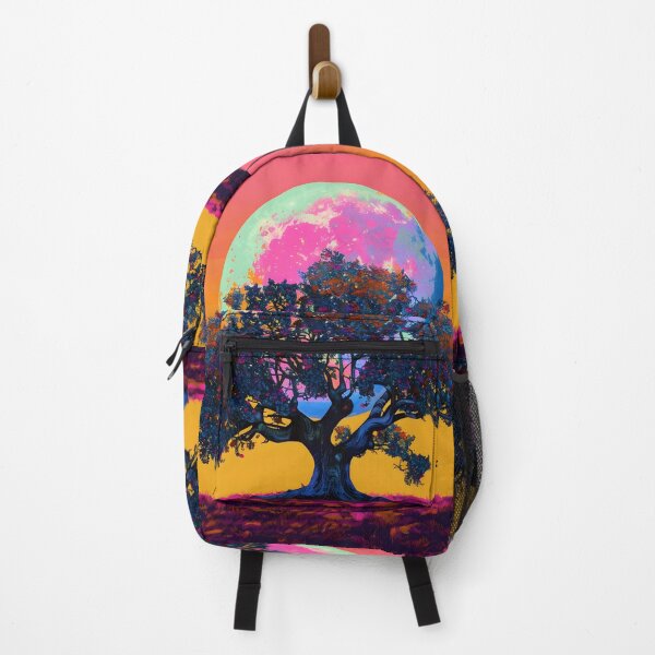 Item preview, oak tree silhouette with neon moon designed and sold by dcrc.