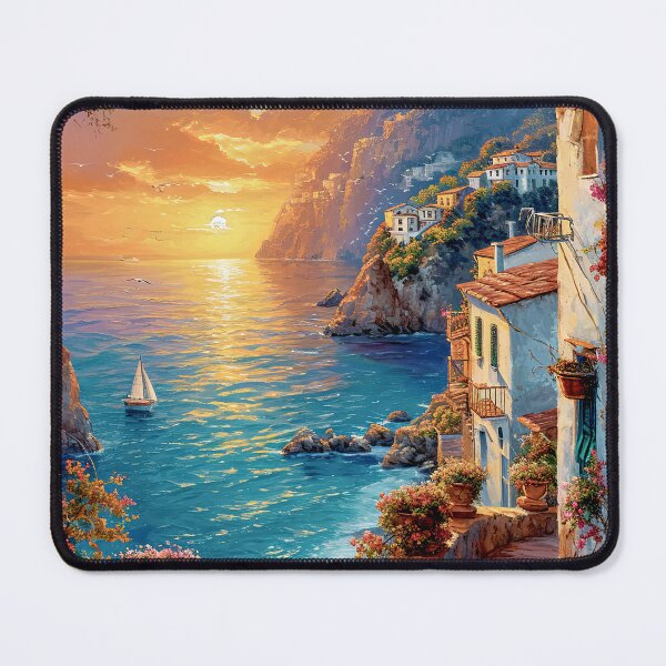 Item preview, Sunset Serenade - picturesque path to a cliffside village designed and sold by iguananick.