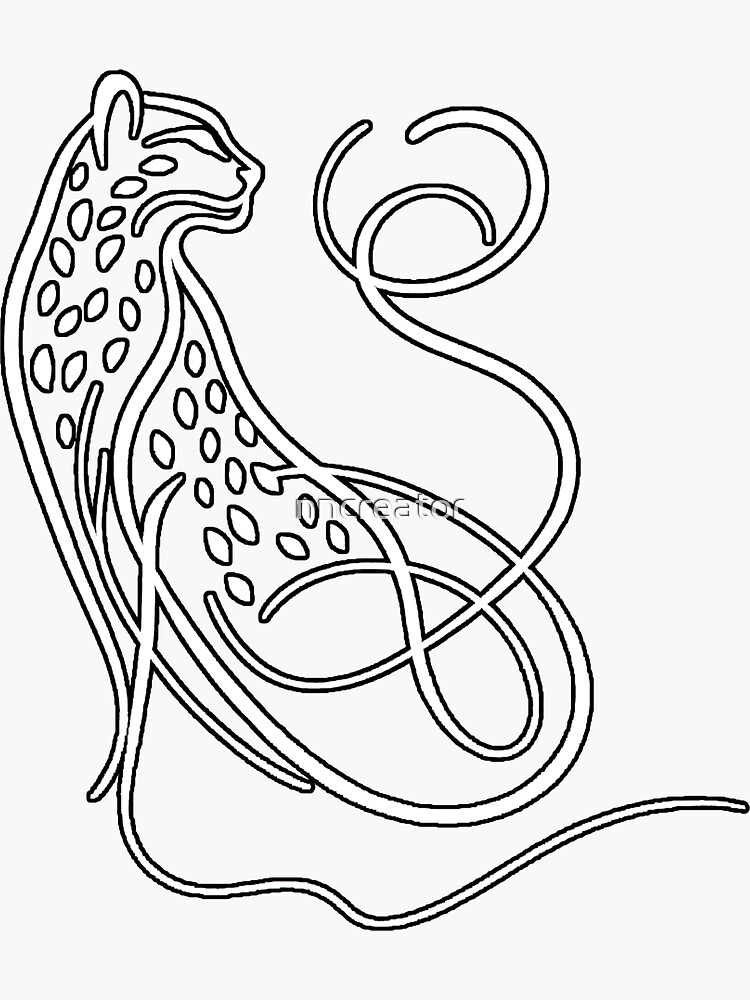 Thumbnail 3 of 3, Sticker, Whisper of the Wild: Ethereal Leopard Sketch designed and sold by nncreator.
