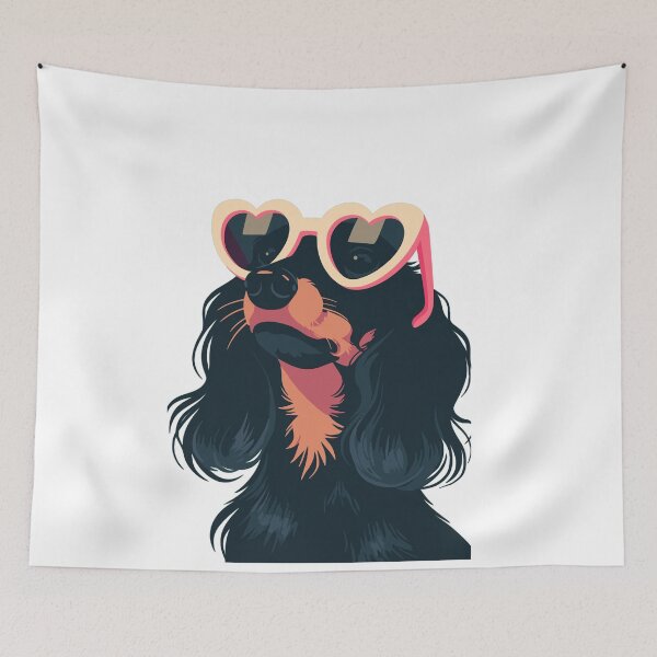 Item preview, Adorable Dachshund wearing heart-shaped sunglasses designed and sold by RetroPrints.