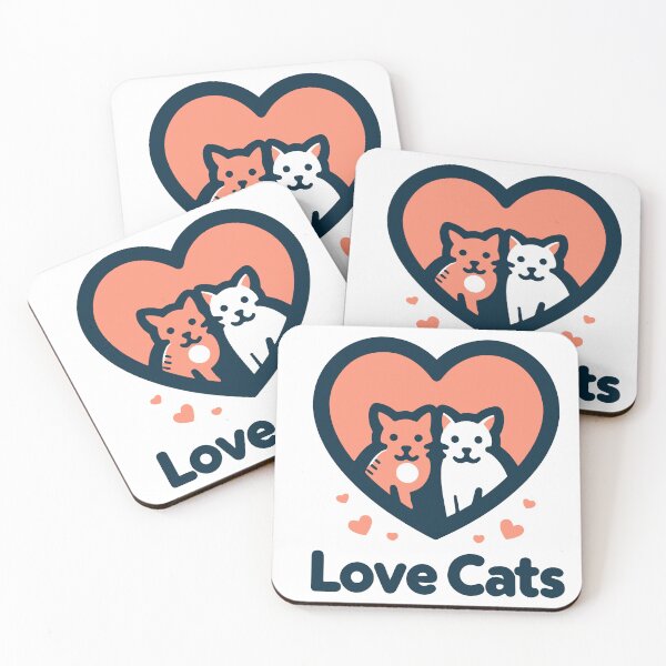Item preview, "Love Cats - Whimsical Duo in Dark Blue and Pink" designed and sold by StellarValor.
