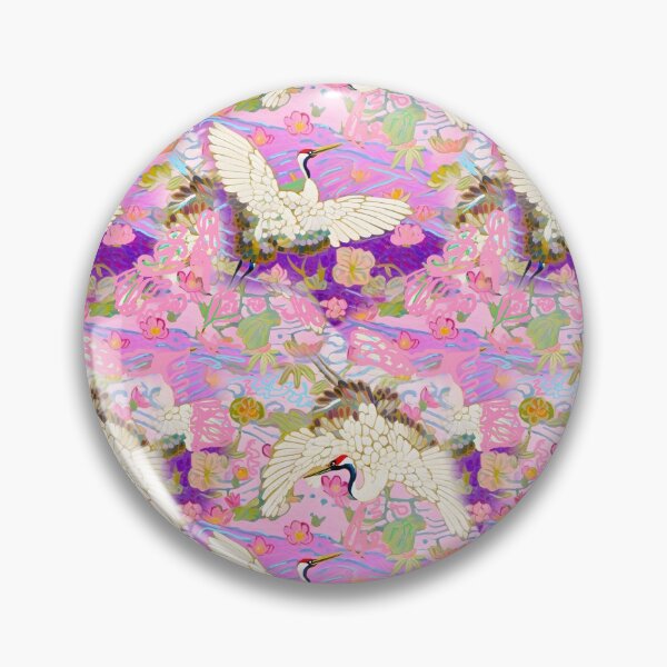 Item preview, Chinoiserie cranes in pink and purple designed and sold by SophieClimaArt.