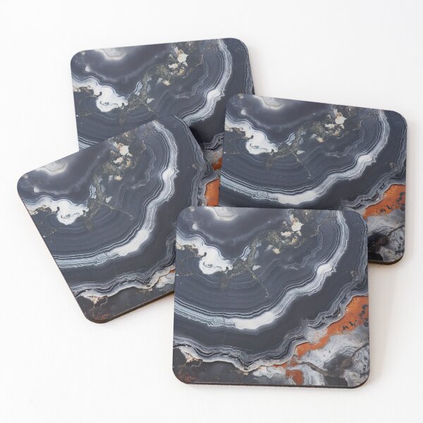Item preview, Abstract Art Agate Stone Black Dark Grey Design designed and sold by fluffstuffgifts.