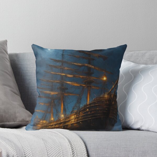 Item preview, Old ship in ocean at night designed and sold by biscuitArts.