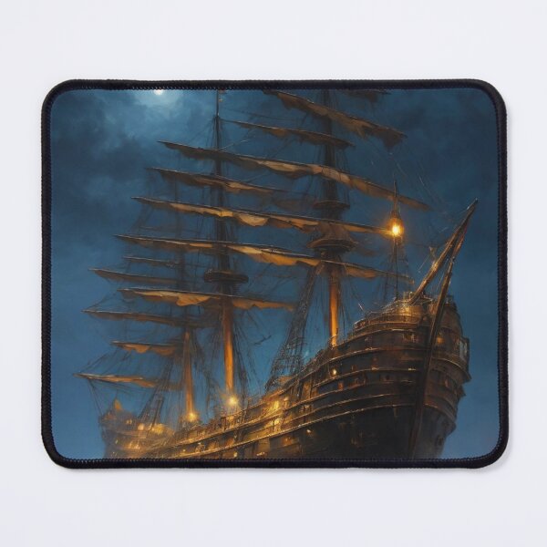 Item preview, Old ship in ocean at night designed and sold by biscuitArts.