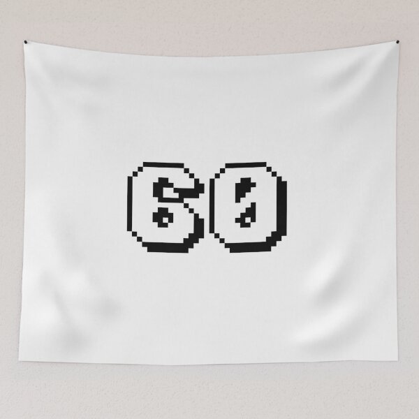 Item preview, 60, sixty, white, retro video game, 1 up! designed and sold by Numbers-Art.