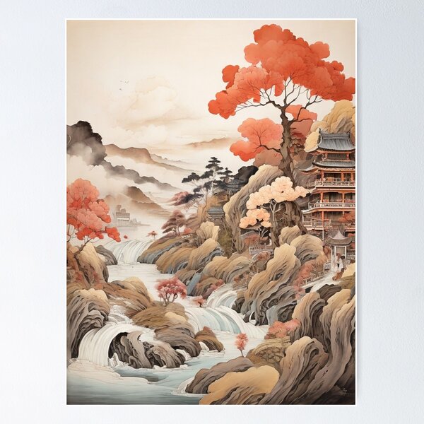 Item preview, Japanese Ancient Landscape Art Painting designed and sold by likbatonboot.