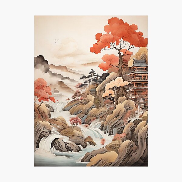 Item preview, Japanese Ancient Landscape Art Painting designed and sold by likbatonboot.