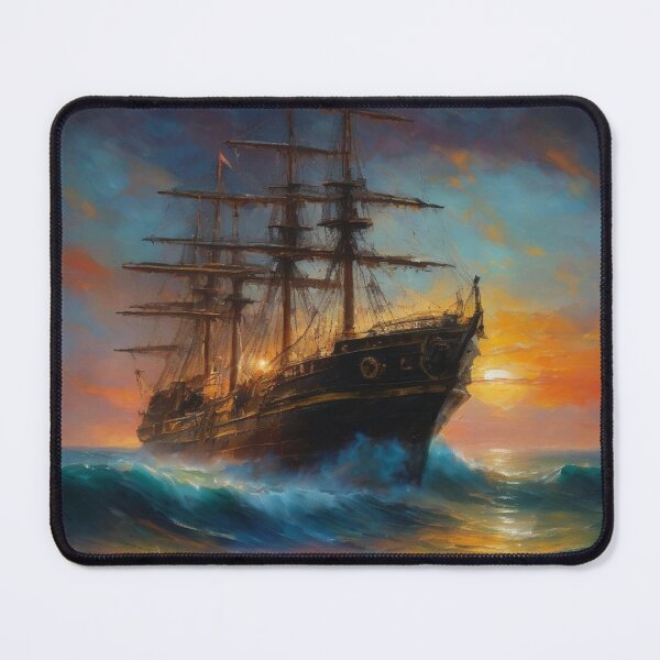 Item preview, Old painting of ship in ocean designed and sold by biscuitArts.