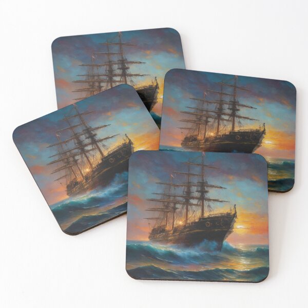 Item preview, Old painting of ship in ocean designed and sold by biscuitArts.