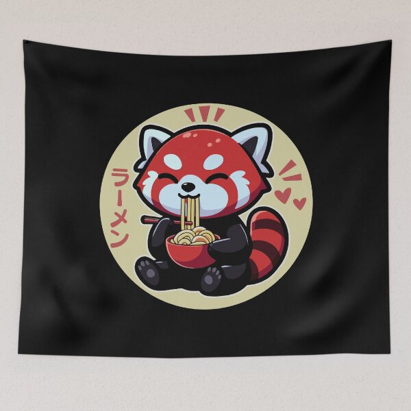 Item preview, Cute Red Panda Eating Ramen Noodles designed and sold by InfiniteZone1.