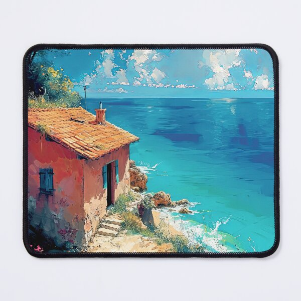 Item preview, Secluded coastal cottage overlooks the serene azure sea designed and sold by iguananick.