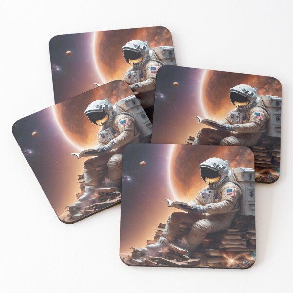 Item preview, Astronaut in space reading book designed and sold by biscuitArts.