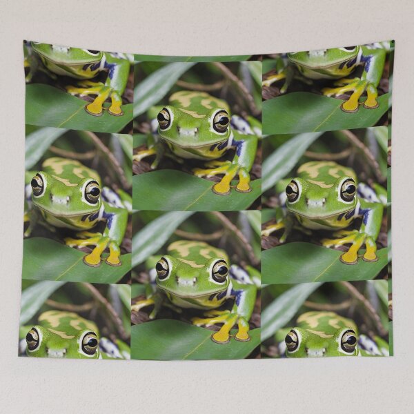 Item preview, Tree Frog Sitting On Leaf In Rainforest Colorful Design designed and sold by EarthArtDesigns.