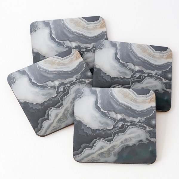 Item preview, Abstract Art Agate Stone Black Dark Grey Design designed and sold by fluffstuffgifts.