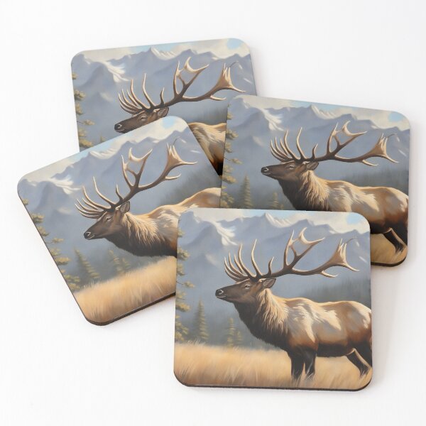 Item preview, American Elk Art. American Wildlife Oil Painting designed and sold by kakarikihill.