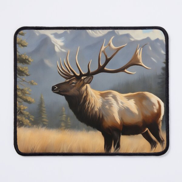 Item preview, American Elk Art. American Wildlife Oil Painting designed and sold by kakarikihill.