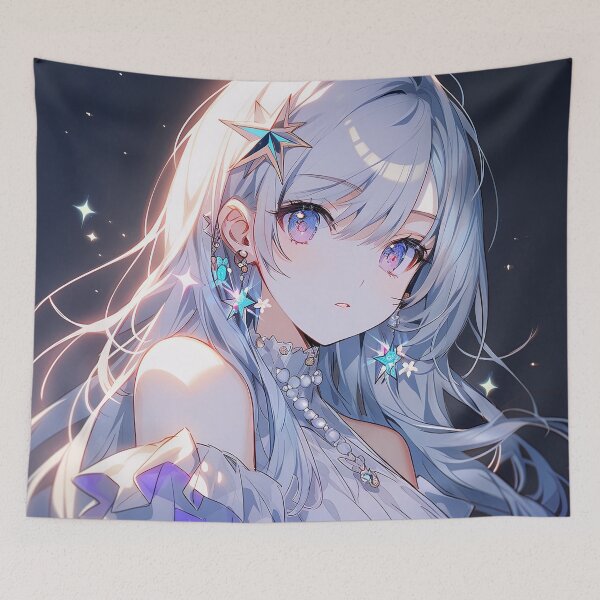 Item preview, Starry Eyed Celestial Maiden Anime Girl designed and sold by bubblegoth.