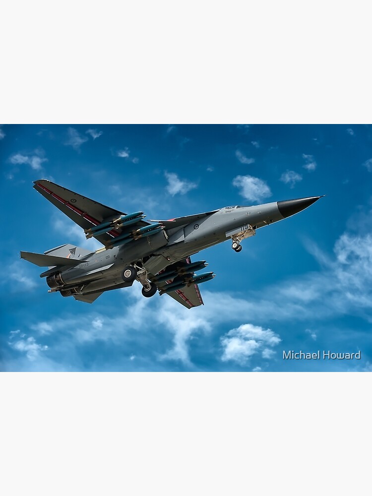 F-111F Metallic print ready to hang with the 2024 Tell Me How description of military flight.