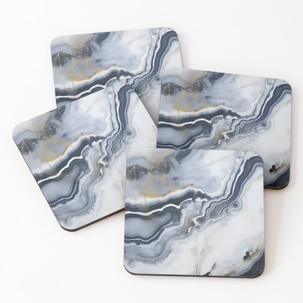 Item preview, Abstract  Art Agate Stone Blue Dark Grey White designed and sold by fluffstuffgifts.