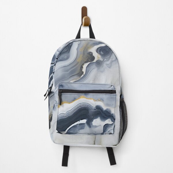 Item preview, Abstract Art Agate Stone Blue Dark Grey White designed and sold by fluffstuffgifts.
