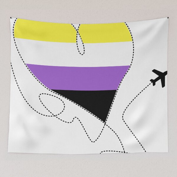 Item preview, Heart Flight Path Nonbinary Flag designed and sold by queerspacestuff.