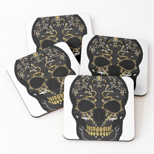 Item preview, Black and Gold Sugar Skull designed and sold by BerryBerryBaby.