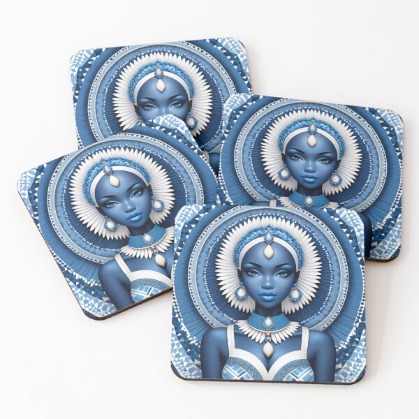 Item preview, Majestic Blue Afrocentric Queen: Regal African Portrait Artwork designed and sold by CulturalTales.