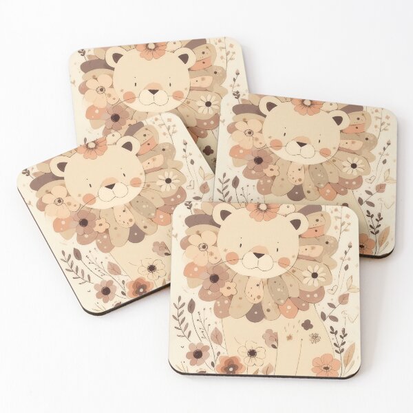 Item preview, Charming Lion & Floral Illustration designed and sold by Vklu.